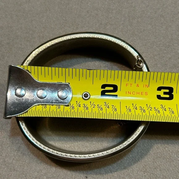 Gold Bangle Bracelet Coated in White with Gold Floral Accents. Clasp Closure - Picture 6 of 6